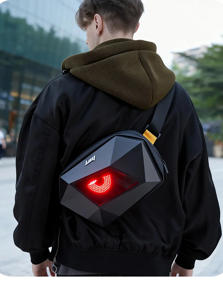 

LED Smart Display Chest Bag Waterproof Motorcycle Cycling Sling Bag Travel Sport DIY Crossbody Shoulder Bag For Men Women