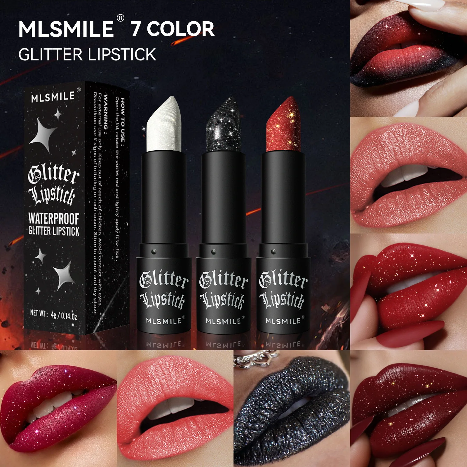 Glitter Lipstick Waterproof Long Lasting Moisturizing Matte Non-stick Cup Pearlescent Diamond Lip Tint Red Sexy Lips Makeup