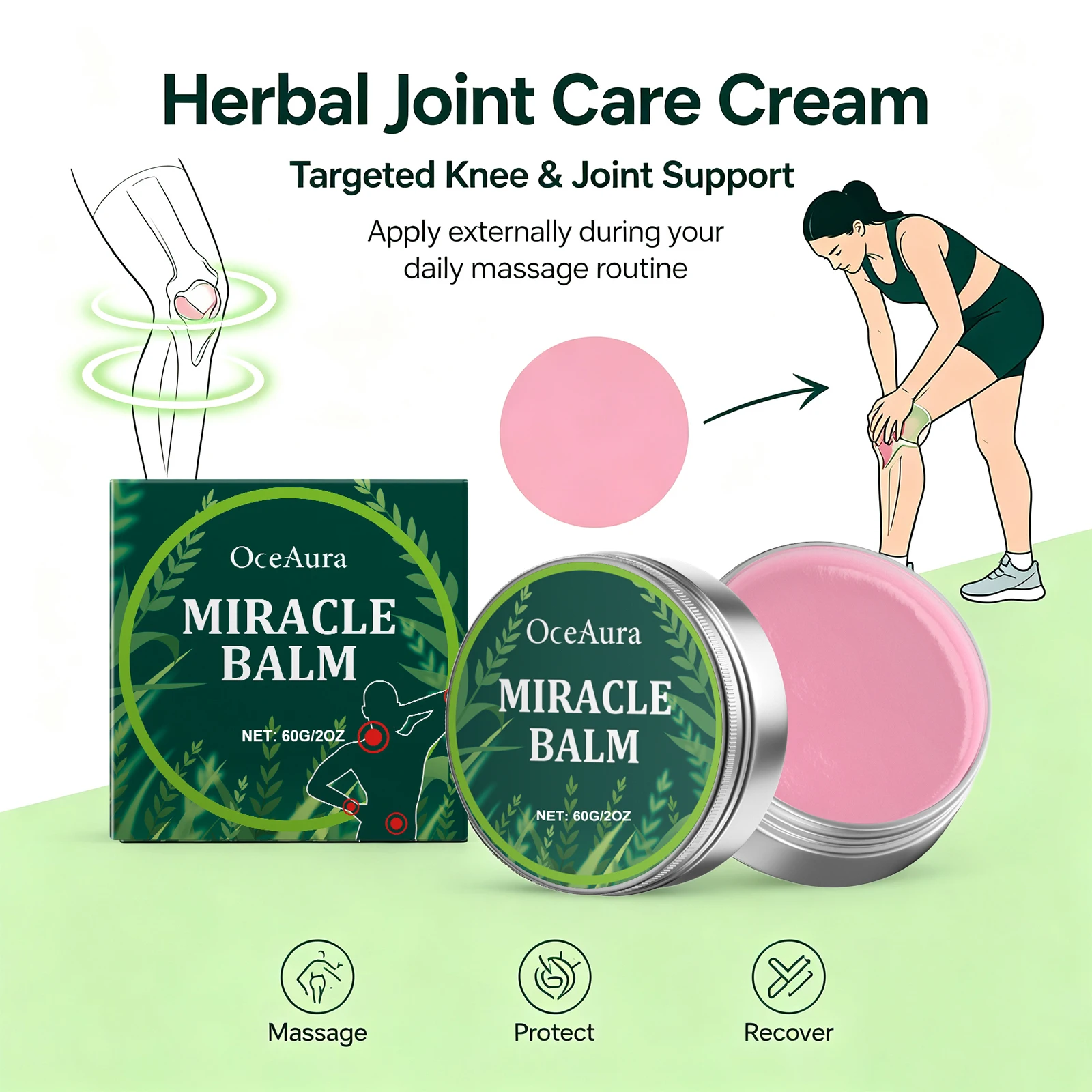 Miracle Balm Soothing Swollen Legs Relieve Muscle Tension Herbal Body Massage Joint Care Balm for Back, Hands, Feet and Body