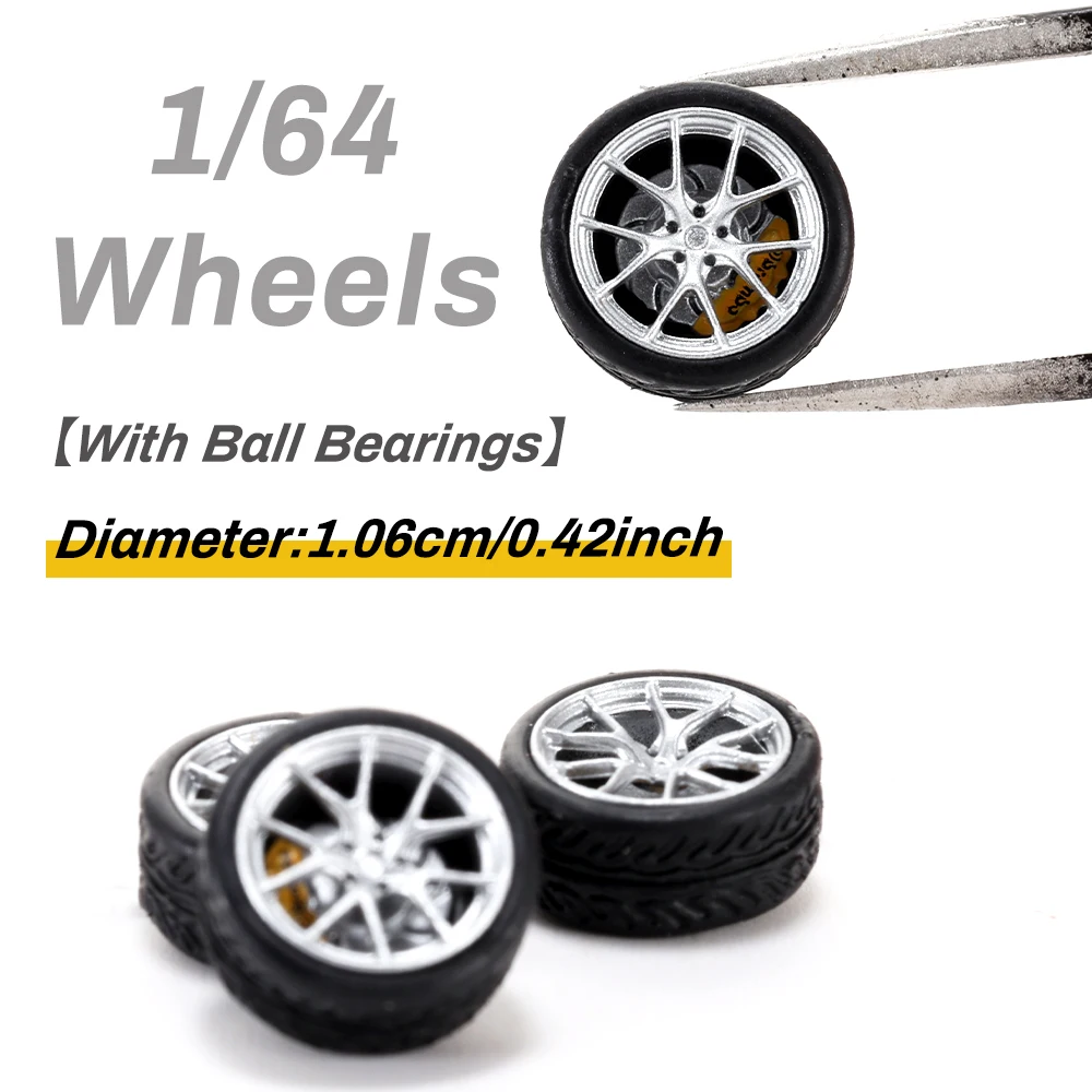 

Kicarmod 1/64 Scale ABS Bearing Model Car Wheels with Brake Discs for Custom Vehicle for Hot Wheels Gt Jdm Tomica Toy