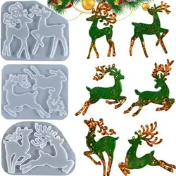 Christmas Elk Epoxy Resin Mold For Keychain Pendant Charms Silicone Mold DIY Resin Jewelry Making Tool Xmas Crafts Casting Mould