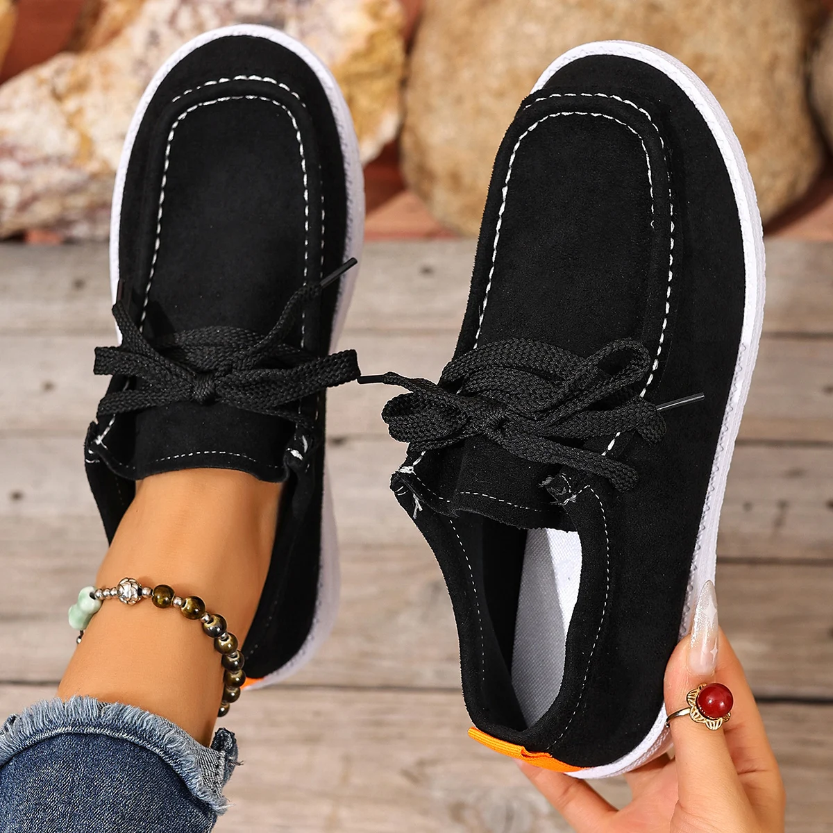 

Женская спортивная обувь, новинка 2024, повседневные модные кроссовки, женские нескользящие туфли на шнуровке с круглым носком, женские весенне-осенние лоферы на платформе