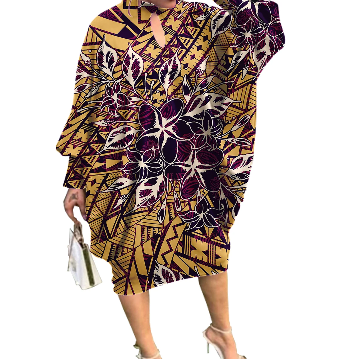 

Factory Outlet Hawaiian Women Clothing Oversized Fashion Party Dresses Polynesian Samoa Tribe Kaftan Dress