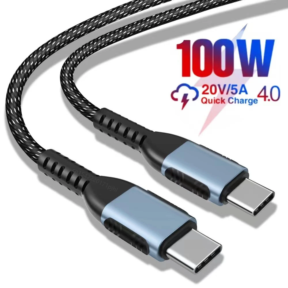 100W USB C To USB Type C Cable USBC PD Fast Charging Charger Cord USB-C 5A QC4.0 TypeC Cable 2M For Macbook Samsung Xiaomi POCO