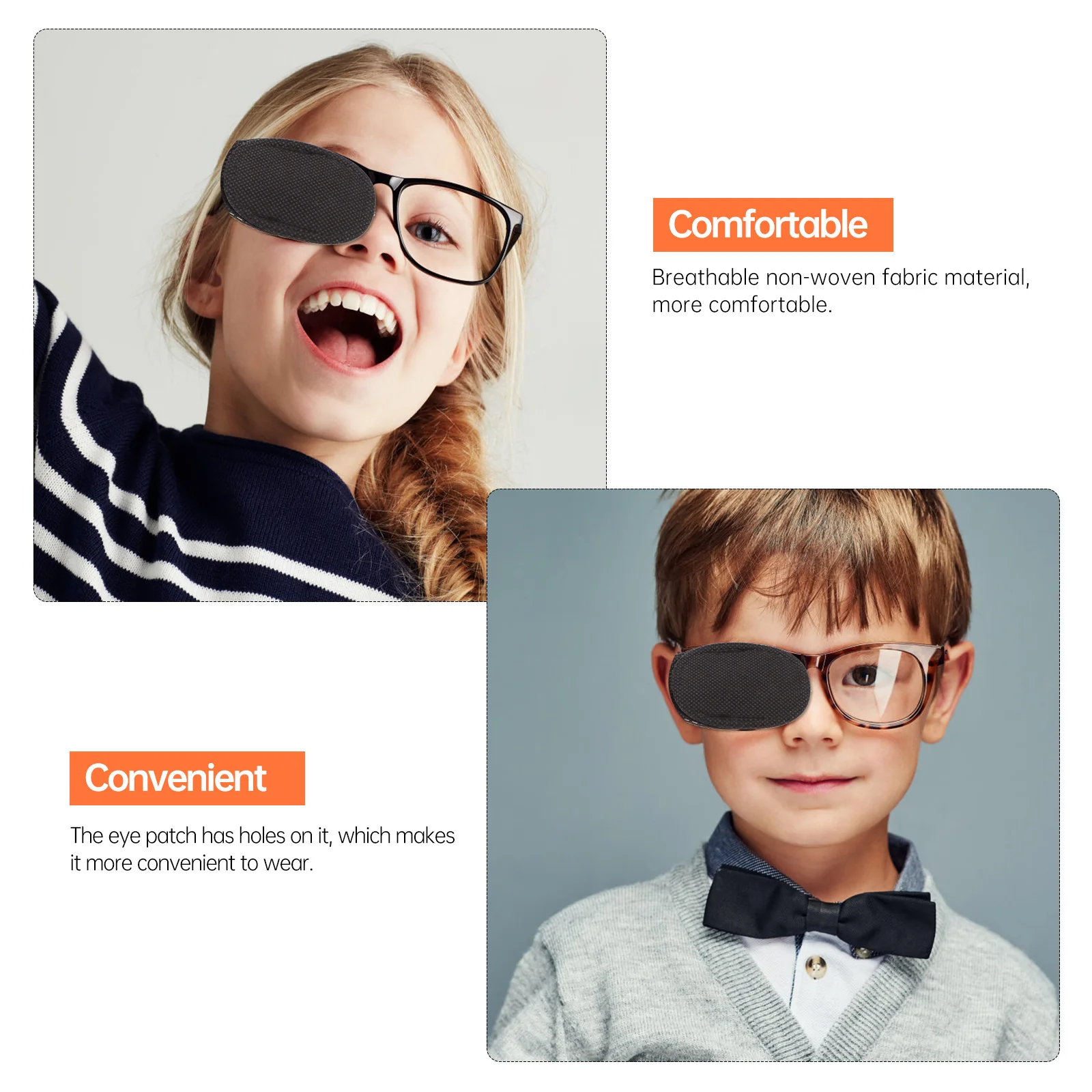 

18Pcs Amblyopia Eye Patches Durable Breathable Nonwoven Kids Eye Covers Black Degradable Ecofriendly Corrected Patches