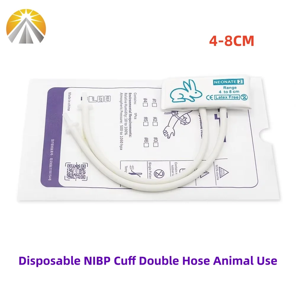 Veterinary Disposable Blood Pressure Cuff NIBP Cuffs Double Tube Two Hose For Animal NIBP Diagnostic Monitor 5 Sizes Available