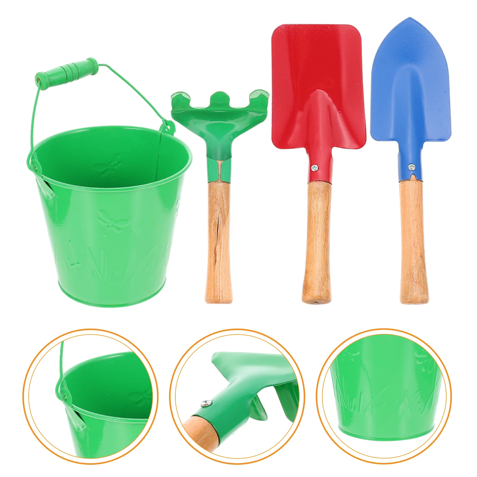 

Gardening Kids Rake Planting Toy Beach Bucket Hand Tools Sand Wood Handy Toddler Shovels