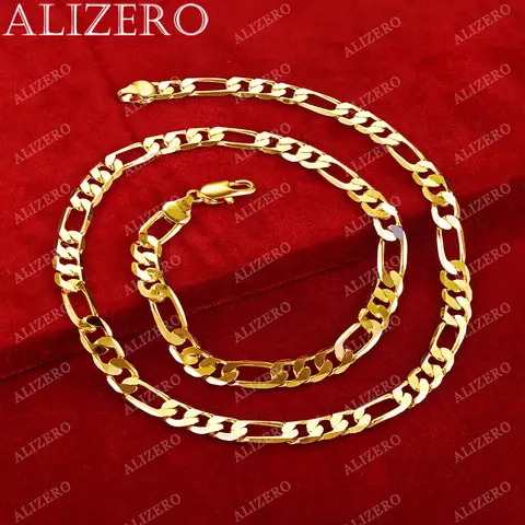 ALIZERO 18K Gold Necklace 16/18/20/22/24/26/28/30 Inch 6mm Figaro Chain Necklaces For Men Women Fine Jewelry Accessories 12 best sales remap gold - №9