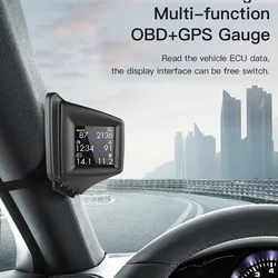 Nuovo A401 tachimetro HUD multifunzione OBD2 + GPS Computer Head Up Display contagiri per auto Turbo pressione dell'olio RPM temperatura dell'acqua