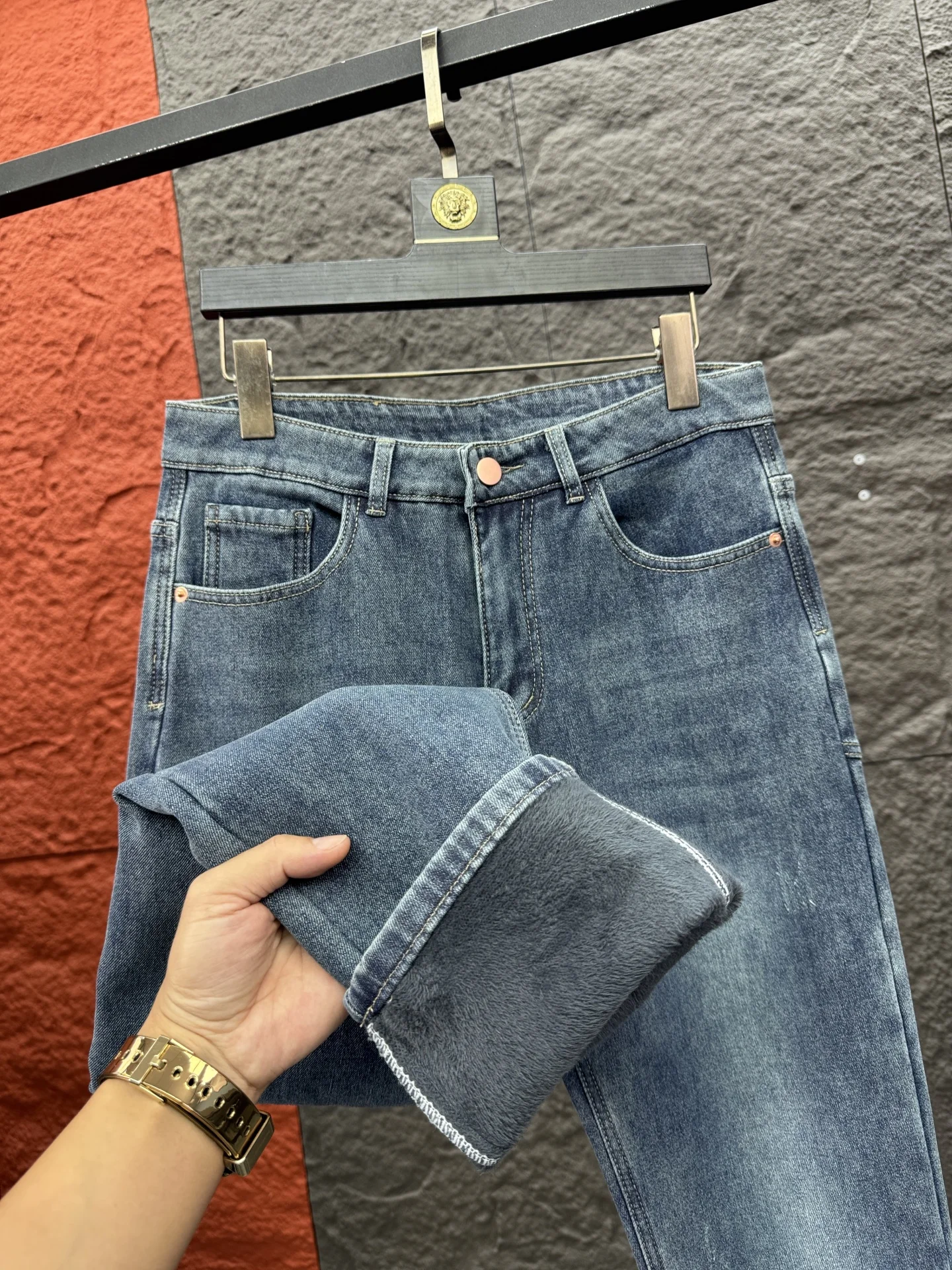 

Мужские модные удобные джинсы с прямыми штанинами на подкладке, повседневные свободные джинсы на осень-зиму, теплые джинсовые джинсы Bootcut