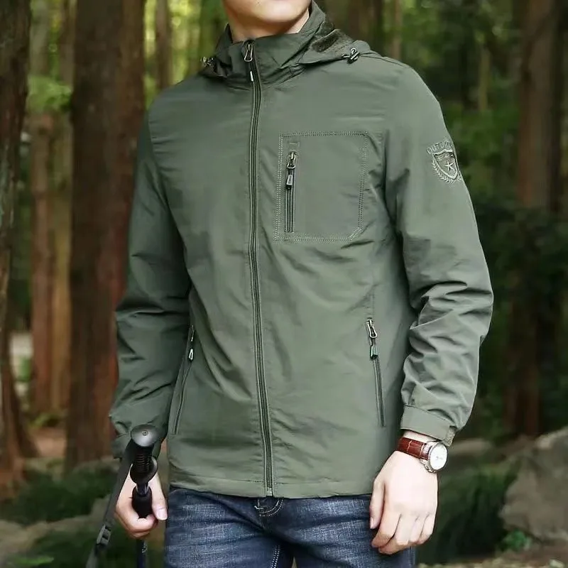 

Jacket Jacket Men's Autumn Casual Jacket M-5XL Men's Outdoor Hiking Jacket Waterproof Hooded Windproof Jacket Tactical Army