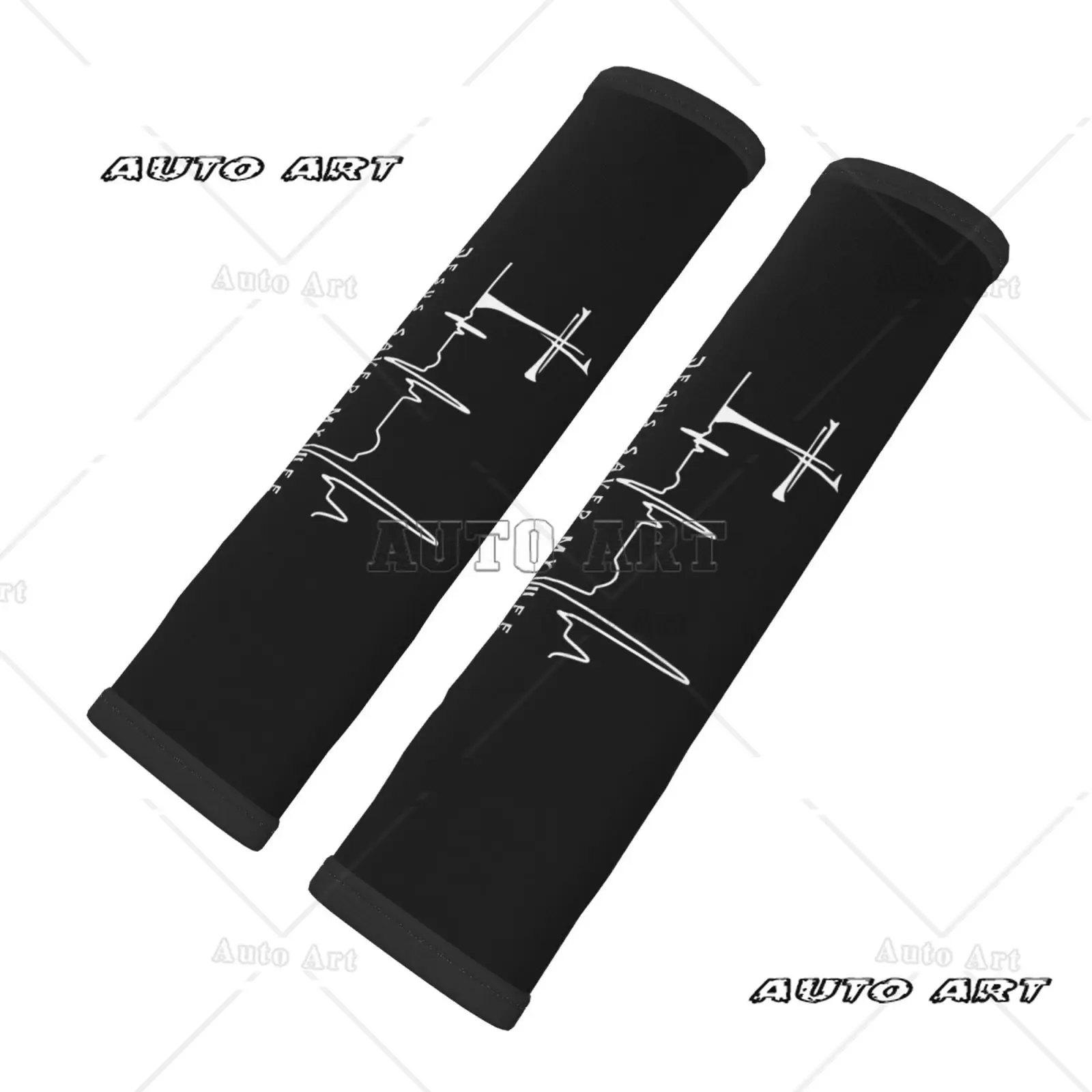 2 Pieces of Jesus Saved My Life Printed Pattern Car Seat Belt Cover Universal Shoulder Comfort Anti Pinch Neck Car Accessories