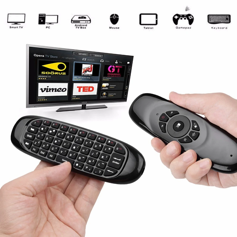 Clavier sans fil Air Mouse, télécommande pour Android TV Box, ordinateur version anglaise, gyroscope 6 axes, 2.4G