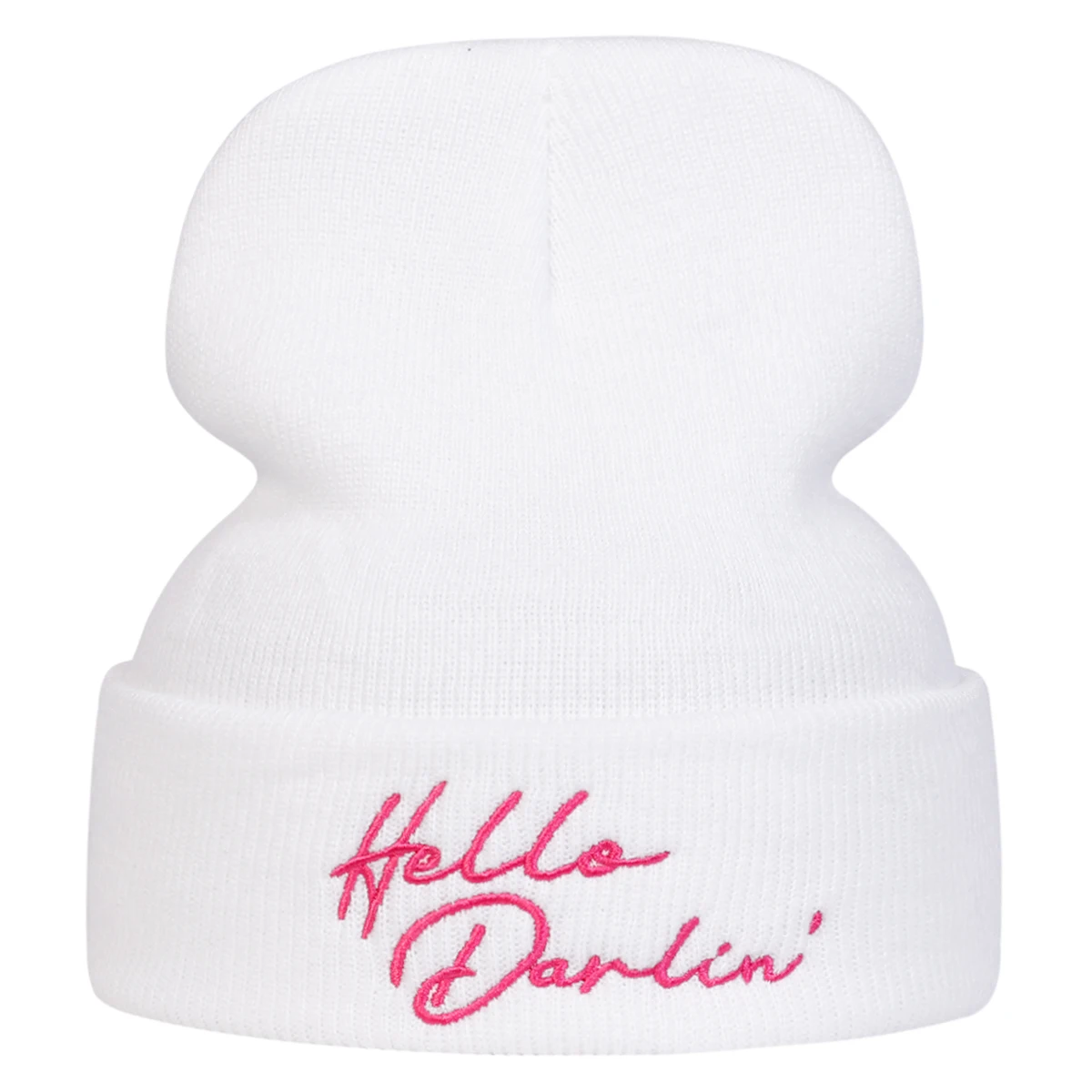 للجنسين مرحبا دارلين إلكتروني التطريز بيني القبعات الخريف والشتاء الدافئة محبوك قبعة الهيب هوب قبعات للنساء الرجال #4