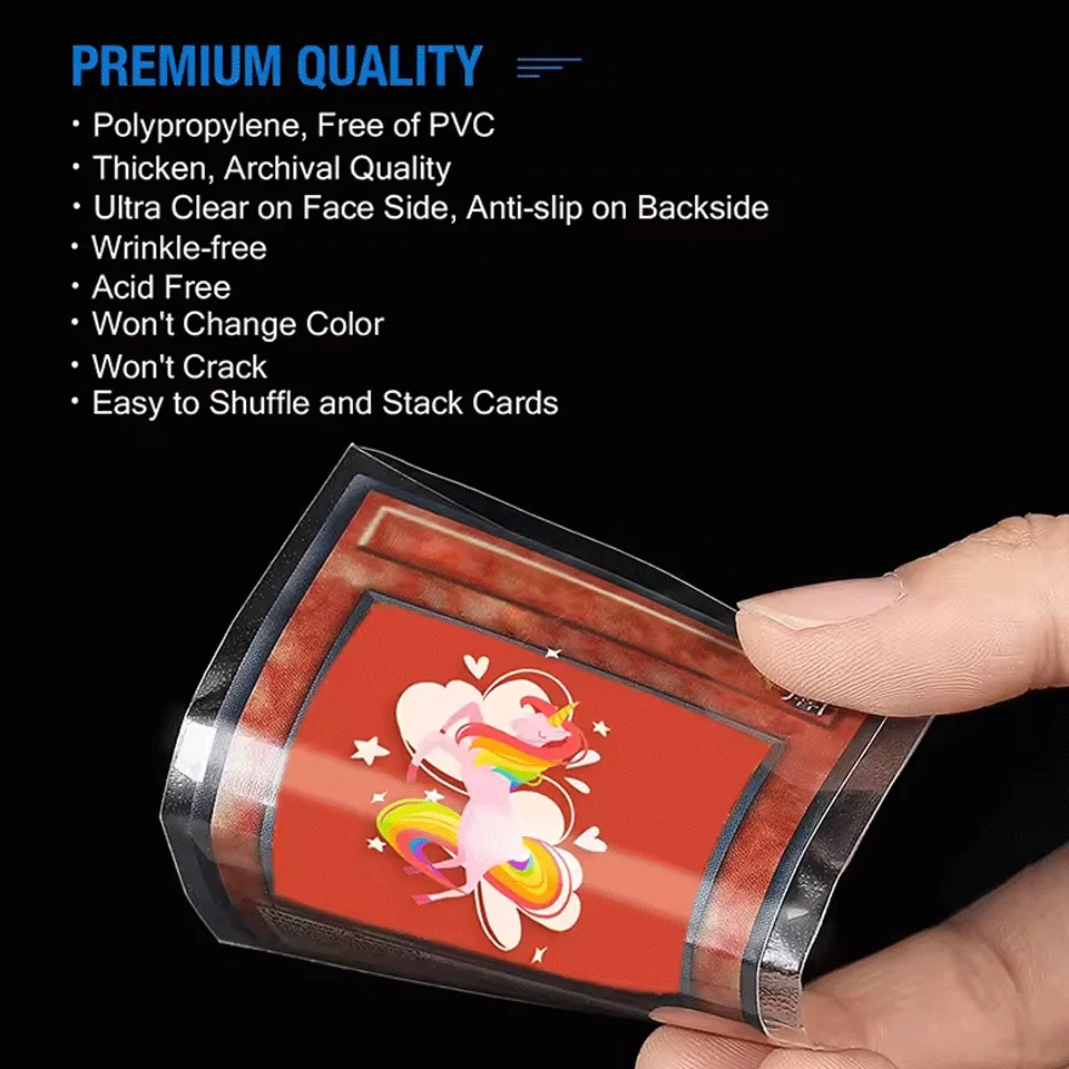 300 قطعة حافظة بطاقات شفافة أنيمي تحصيل قسط حافظة بطاقات بلاستيكية شفافة لعب الألعاب TCG بطاقات حماية الأكمام