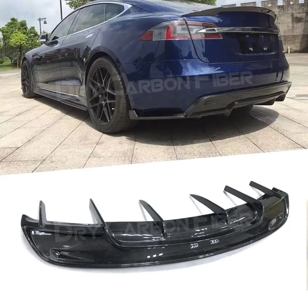 

Carbon Fiber Rear Bumper Lip Diffuser Spoiler for Tesla Model S 70D P85D 90D P100D Sedan 4 Door 2016 2017