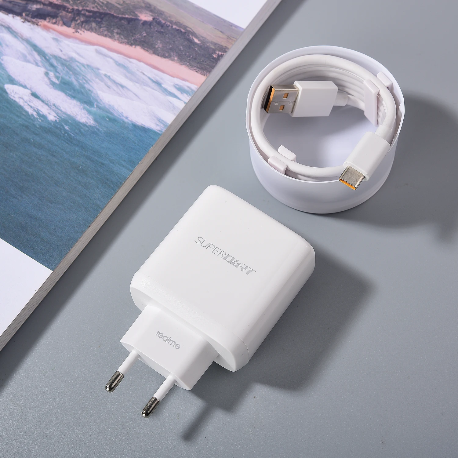 Cargador Realme GT Neo 2 2T 5 GT2 65W SuperDart UE adaptador de carga rápida Cable tipo C para Realme Q2 Q3 X7 X50 X5 12 Pro