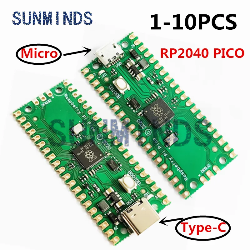 10pcs Official Raspberry Pi Pico Board RP2040 Dual-Core 264KB ARM Low-Power Microcomputers High-Performance Cortex-M0+ Processor