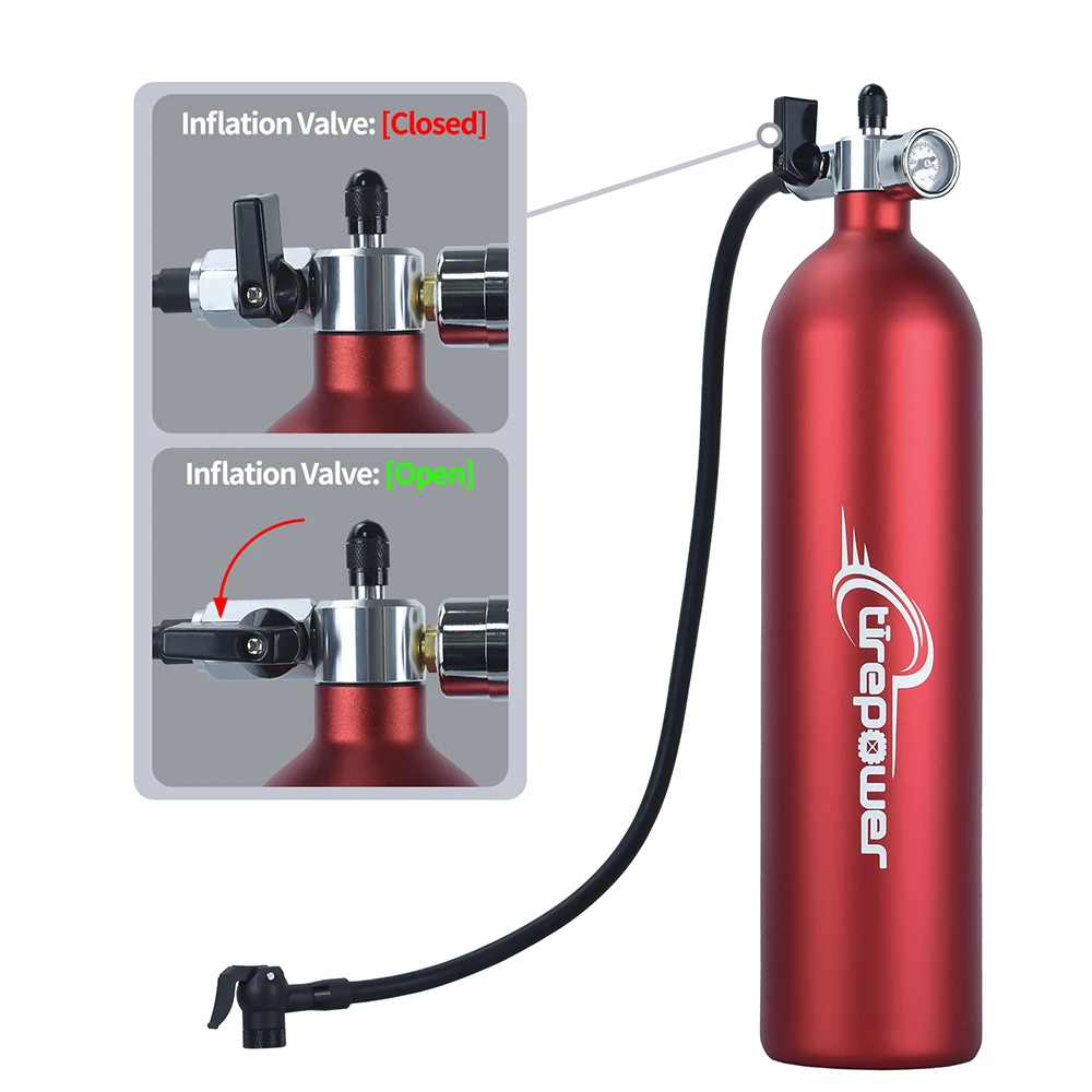 Ctrepower Tyre Air bottle Tire Booster with Valve Gas Cylinder Pressure Gauge For Bike Vacuum Tubeless Tire MTB Road RoInflator