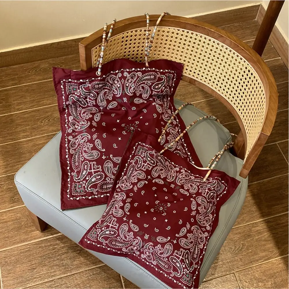 

Fashion Printed Cashew Flower Canvas Bag Double Side Retro Canvas Tote Bag Lightweight Shopping Bag Women's Handbag Summer