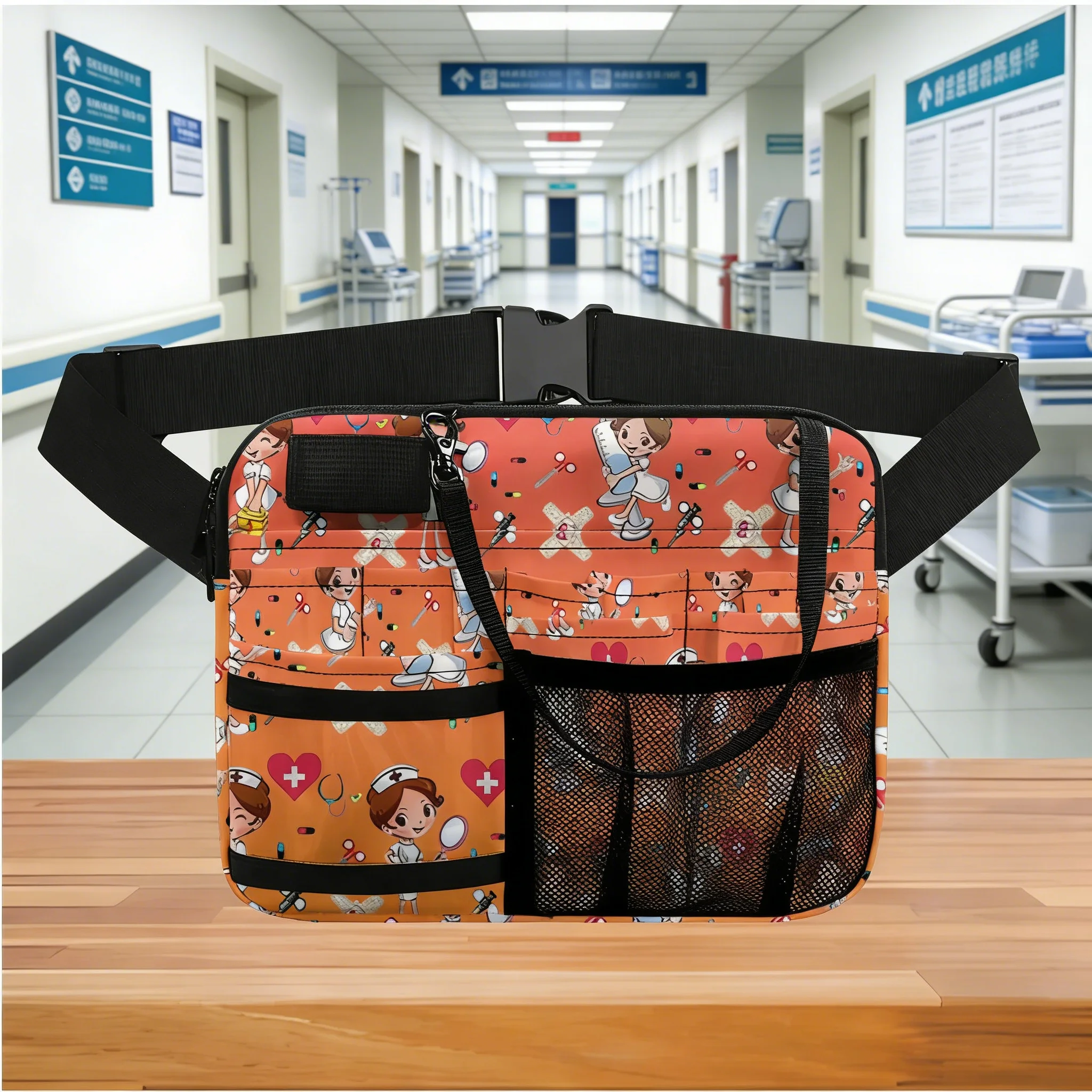 

Cartoon Medical Nurse Waist Bag, Multi-Compartment Fanny Pack, Lightweight for Nurses