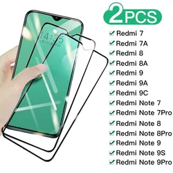 2Pcs Full Screen Protective Glass for  Redmi 8 8A 7 7A 9 9A 9C For Xiaomi Redmi Note 7 8 Pro 9Pro 8T 9S Tempered Glass Film