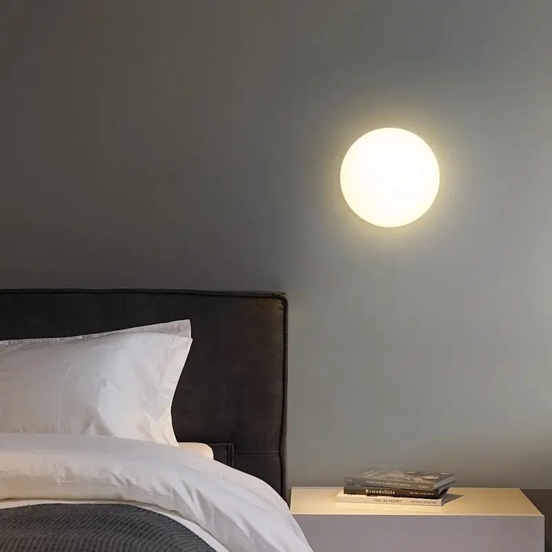 Creamy hemisphere wall lamp made of high quality metal and glass ideal for living room bedroom childrens room or staircase decor