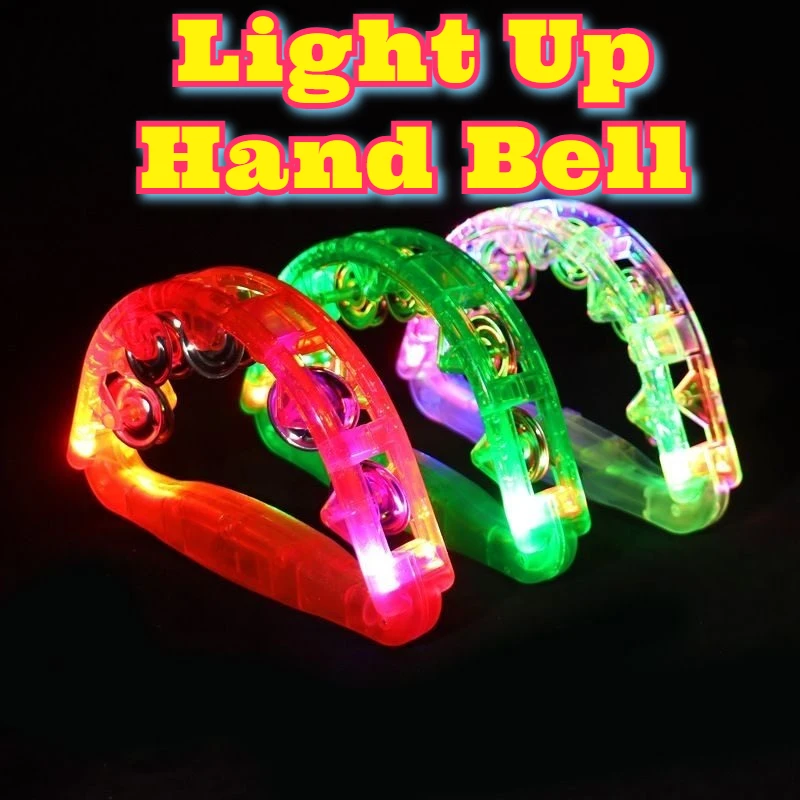 Light Up Hand Bell Colorful Flash Bell Shiny Glowing Handheld Rattle Bar Atmosphere Concert Cheer Support Prop Party Interactive