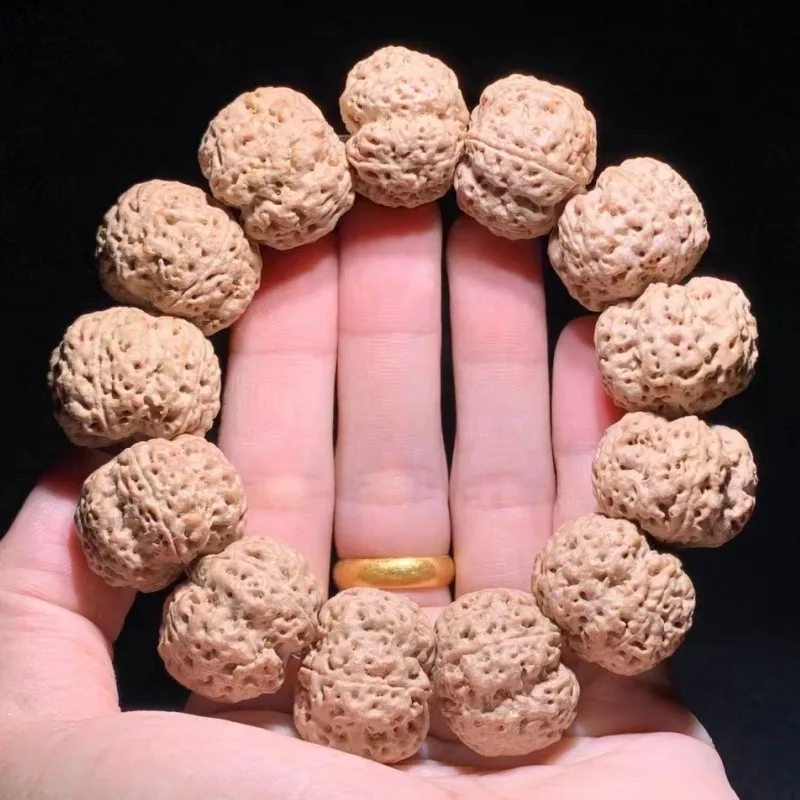 

Nepal Big Rudraksha Beads Men's Bracelet Five Or Six-Petal Double Honeycomb Corpulent Seed Collectables-Autograp