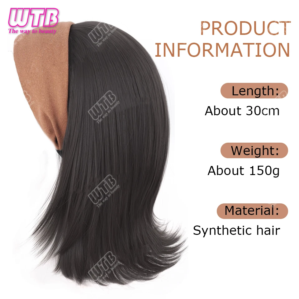 باروكات صناعية طبيعية قصيرة مستقيمة لعصابة رأس رمادي/بني للنساء للاستخدام اليومي للحفلات شعر مستعار مقاوم للحرارة