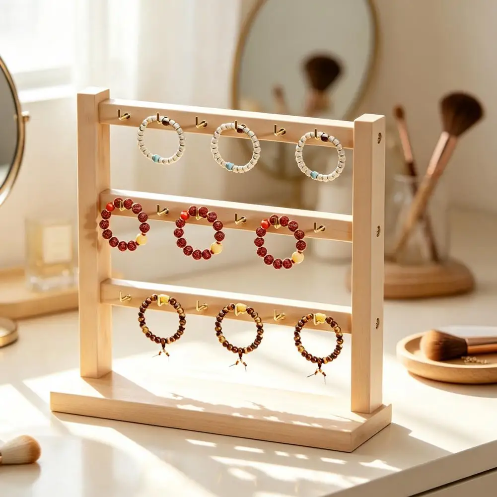 Earring Storage Rack Wooden Jewelry Organizer Display Stand Multi-layer Space-saving Storage Rack Bracelet Earring for Necklaces