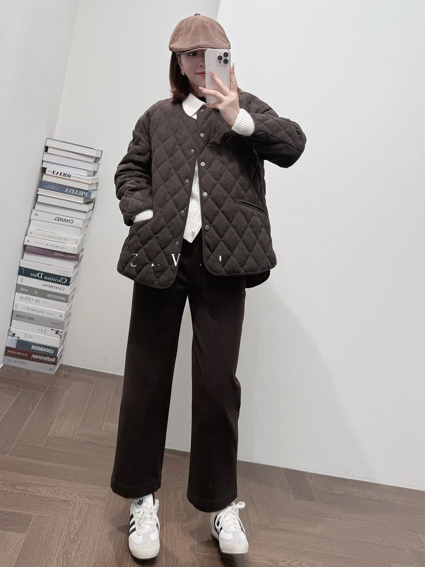 

Classic Sli White Goose down Jaet Thin Warm Basic id Pattern Commute Sle Long Sve round Ne Single Button Coat