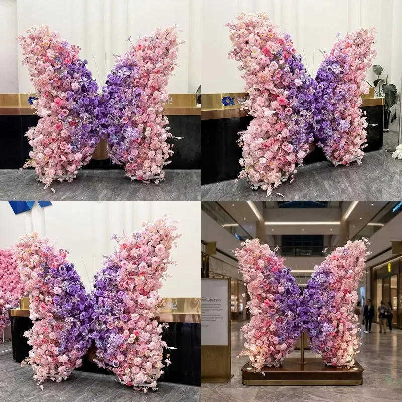 Wholesale Giant butterfly-shaped rayon flower wall background wall, a variety of colors, suitable for wedding event stage