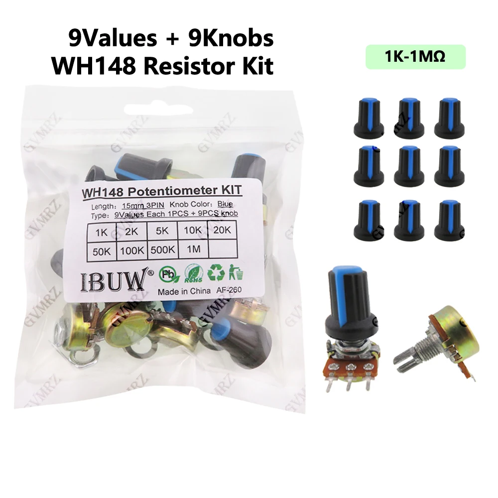 18PCS (9Values + 9K…