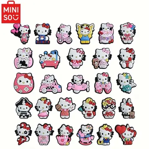 MINISO 헬로키티 신발 장식 액세서리, 나막신 보그 백, 버블 슬라이드 샌들, 생일 선물 아이디어, 28 개
