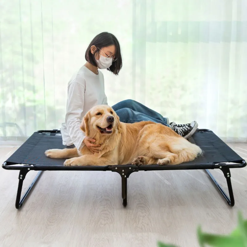 Dog Bed Foldable Dog Beds for Large Dogs Sleeping Kennel Breathable Dogs Bed Iron Frame Camping Kennel Puppy Beds Pet Supplies