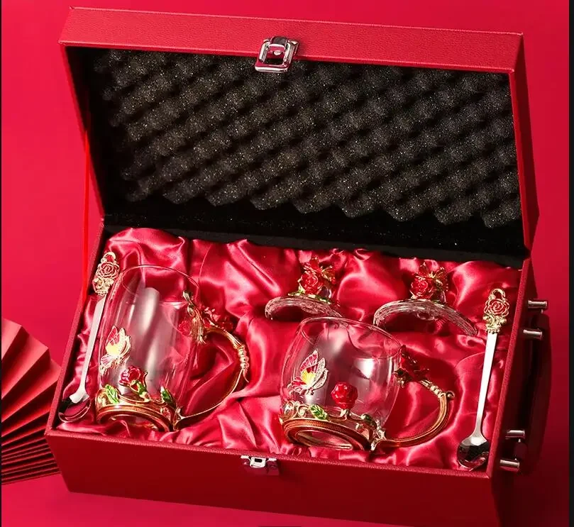 

2 шт./компл. стеклянная кружка с крышкой и ложкой, свадебный подарок, пара, послеобеденный чай, кофейная чашка, молочная домашняя посуда для воды