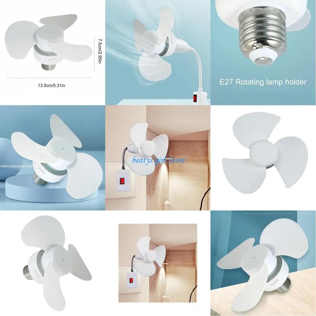 

C7AB 5 Вт Маленький охлаждающий вентилятор 5,3 дюйма E27 Винтовой домашний потолочный вентилятор Настольный вентилятор для кухни