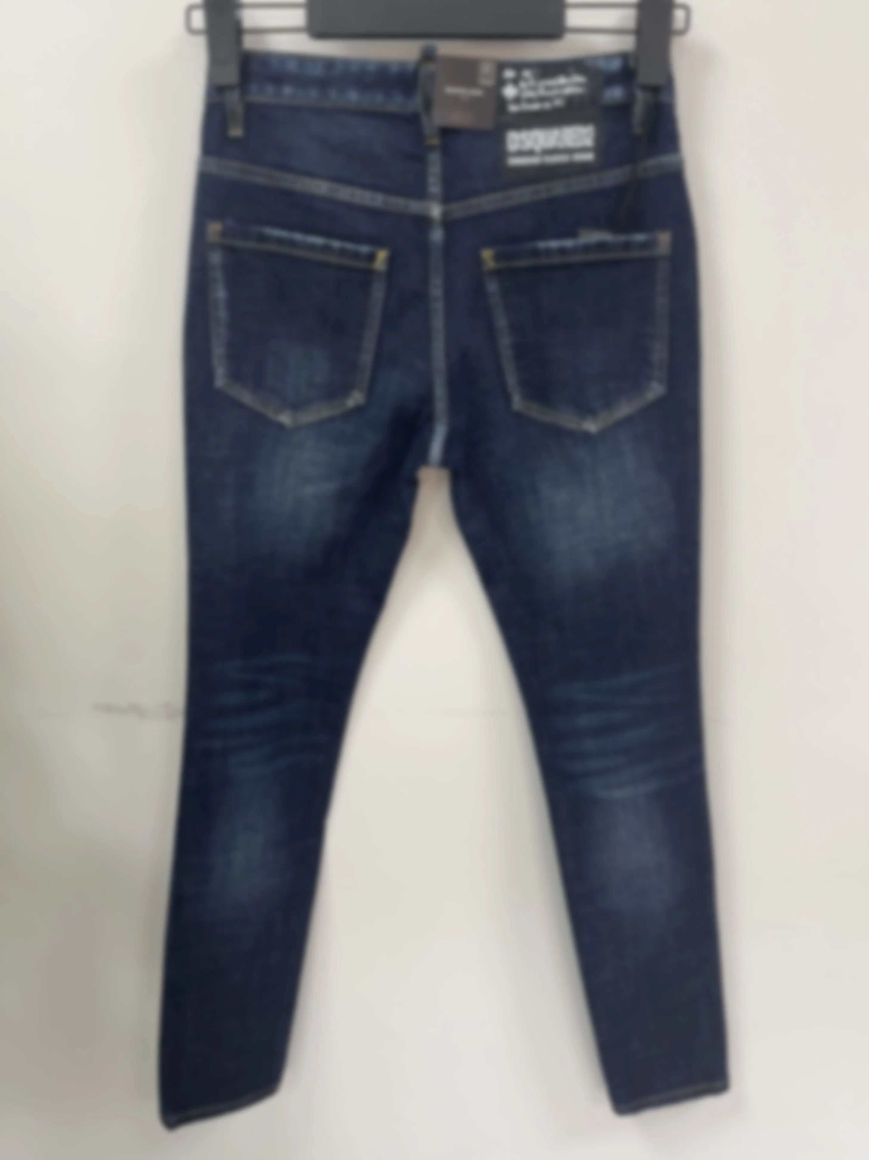 2024 New D2 Jeans Fashionable, Slim Fit, Minimalist, Worn Out Hole Patches, Painted Micro Elastic Feet Pants for Men