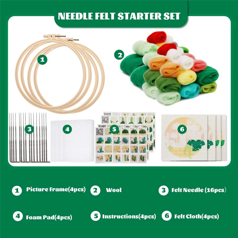 

Y42A-Набор для валяния игл, как показано на рисунке иглы для валяния с иглой, пенопластовым ковриком, войлочной тканью, декоративной рамкой, инструкция
