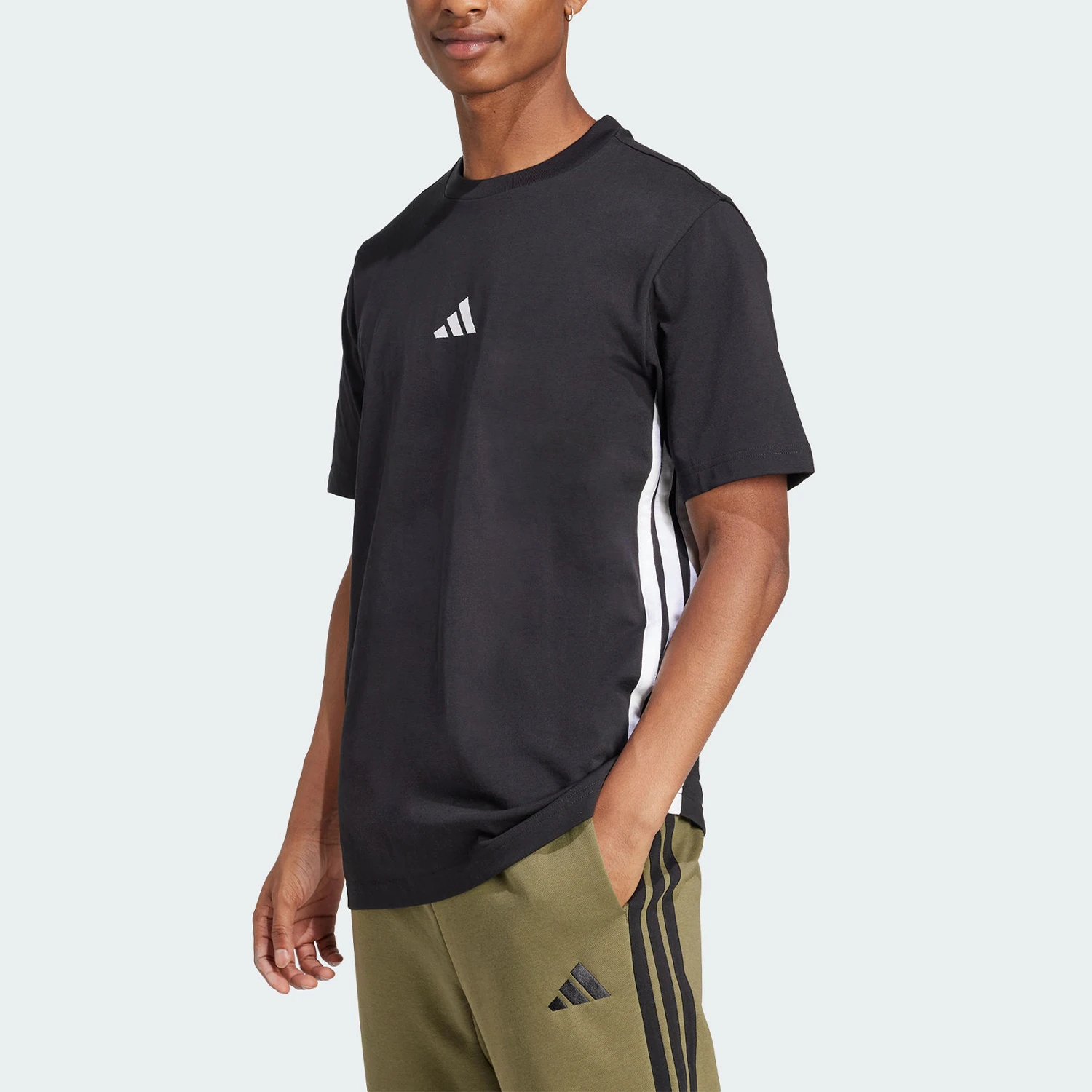 

Adidas genuine spring men's round neck knitted striped sports short sleeved T-shirt JD1906