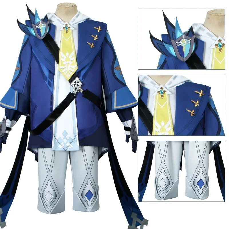 Mika cosplay genshin impacto traje topógrafo genshin mika cosplay outfit halloween bonito menino cosplay terno mochila uniforme peruca