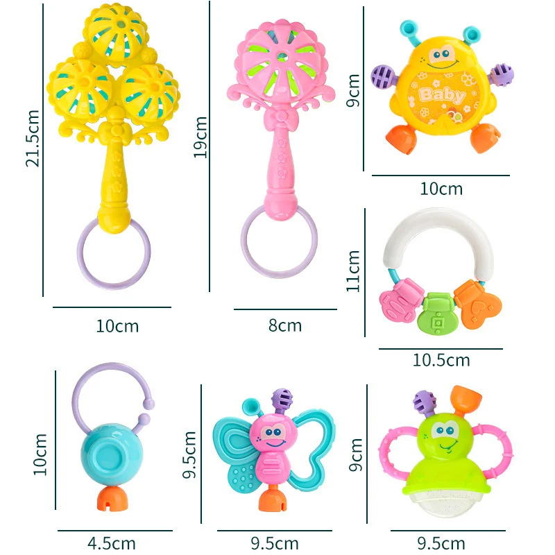 7pcs/Lot Infant Baby Toys Rattles Newborn Baby Hand Bell Developmental ABS Baby Toys 0-12 Months(random color)