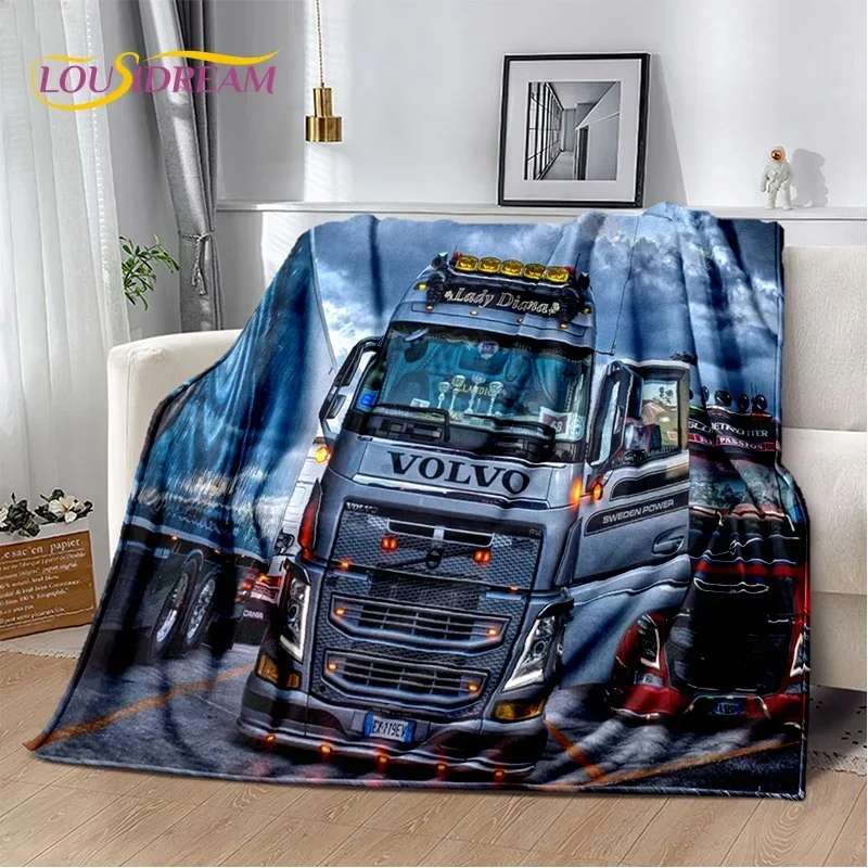 Flannel Blanket Volvo Truck Metal Machine Print Soft Cozy Bed Sofa Throw Cover