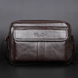 Bolso de negocios de diseñador famoso de marca de lujo para hombre, bandolera cruzada de cuero genuino de primera capa de piel de vaca de alta calidad