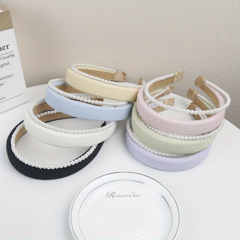 Faixa de cabelo de pérola design antiderrapante vintage elegante argola de cabelo estilo leve de luxo para mulheres meninas acessórios diários de primavera verão