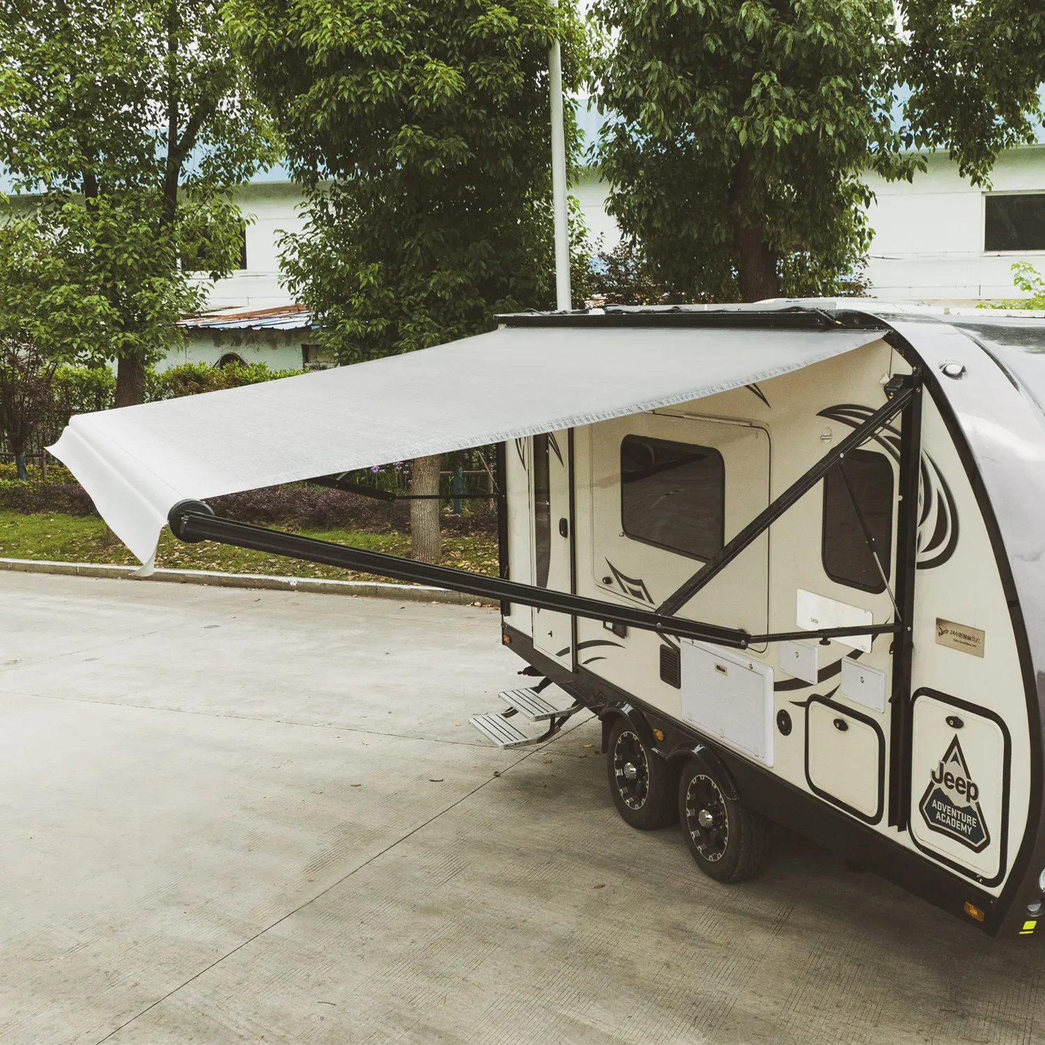 ผ้าใบกันสาดอัตโนมัติ STLF Awnlux พร้อมผ้าเสริมแรง PVC สำหรับรถบ้าน รถแคมป์ปิ้ง รถ RV และคาราวาน