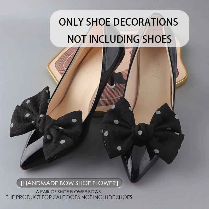 8 colors retro polka dot bow shoe buckle, shoe flower accessory, detachable shoe clip, bridal shoes,dance party shoes decoration