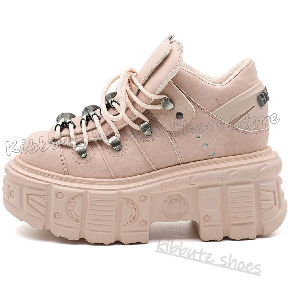 Sneaker Ankle Boots Platform Spicy Girl Round Toe Thick Bottom Rock Punk Novelty Fashion Concise Sexy Elegant Metal Decor Gothic view 4