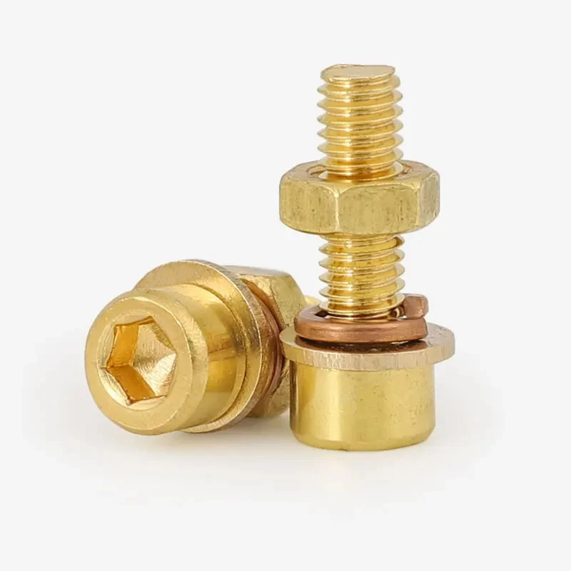 M3-M12 Pure Copper Hex Socket Cap Bolt Nut Washer Set / Allen Bolt Assortment Kit for Marine & Electrical Applications